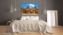 Modernes Glasbild - Zeitgenössische Wandkunst SART01 Naturserie: Herbstlicher Blick auf die Hohe Tatra