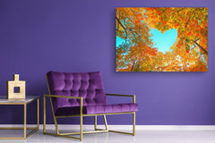 Cuadro de vidrio moderno - Arte mural contemporáneo SART01 Serie Naturaleza: Copas de árboles otoñales