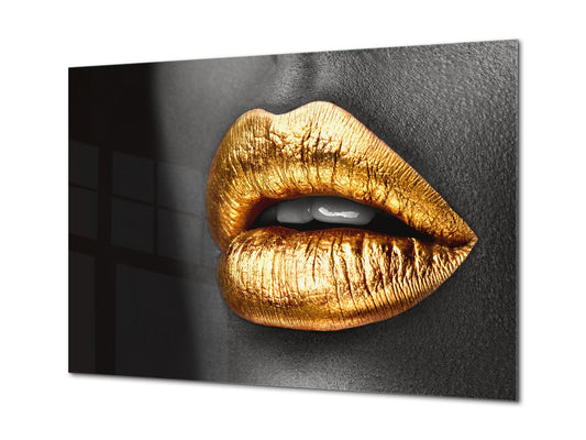 Glass Print Wall Art – Image on Glass SART05 Miscellanous Series: Golden lips