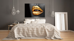 Glass Print Wall Art – Image on Glass SART05 Miscellanous Series: Golden lips