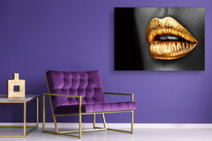 Glass Print Wall Art – Image on Glass SART05 Miscellanous Series: Golden lips