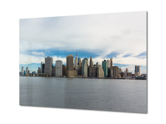 Cuadro de vidrio templado para pared - Impresión de vidrio para pared SART02 Serie Ciudades: Una vista panorámica de Manhattan