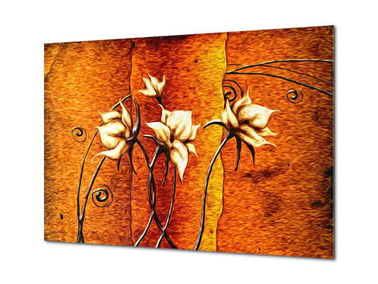 Glass Print Wall Art – Image on Glass SART05 Miscellanous Series: Abstract flower oil painting