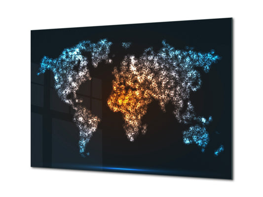 Glass Print Wall Art – Image on Glass SART05 Miscellanous Series: Colorful world map