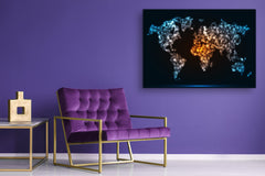 Glass Print Wall Art – Image on Glass SART05 Miscellanous Series: Colorful world map