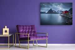 Glass Printed Picture - Wall Picture behind Tempered Glass SART01D Nature Series: Lofoten in Norway