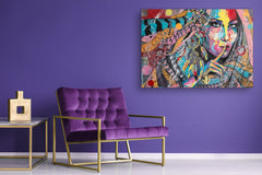 Glass Print Wall Art – Image on Glass SART05 Miscellanous Series: A portrait of woman wearing an amulet