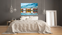 Glass Picture Toughened Wall Art - Wall Art Glass Print Picture SART02 Cities Series: Norwegian city in winter time