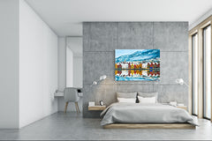 Glass Picture Toughened Wall Art - Wall Art Glass Print Picture SART02 Cities Series: Norwegian city in winter time
