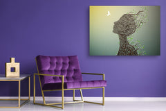 Glass Print Wall Art – Image on Glass SART05 Miscellanous Series: Surrealistic illustration of a woman