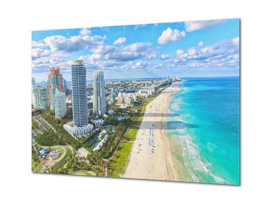 Glass Picture Toughened Wall Art - Wall Art Glass Print Picture SART02 Cities Series: Miami Beach