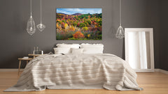 Cuadro de vidrio moderno - Arte mural contemporáneo SART01 Serie Naturaleza: Bosque otoñal colorido