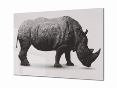Glass Picture Wall Art - Picture on Glass SART03A Animals Series: Digital rhino