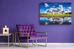 Graphic Art Print on Glass - Beautiful Quality Glass Print Picture SART01C Nature Series: Castle and reflection in Loire Valley