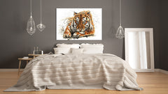 Glass Picture Wall Art - Picture on Glass SART03A Animals Series: Tiger