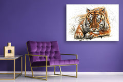 Glass Picture Wall Art - Picture on Glass SART03A Animals Series: Tiger
