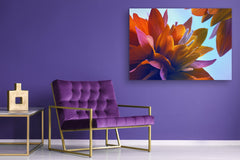 Modern Glass Picture - Contemporary Wall Art SART04 Flowers and leaves Series: Colorful lotus flowers
