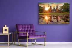 Modern Glass Picture - Contemporary Wall Art SART01 Nature Series: Wat Mahathat Temple in Thailand