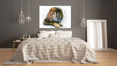 Glass Picture Wall Art - Picture on Glass SART03A Animals Series: Lion