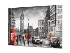 Glass Picture Toughened Wall Art - Wall Art Glass Print Picture SART02 Cities Series: Street view of London