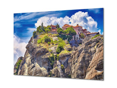 Modern Glass Picture - Contemporary Wall Art SART01 Nature Series: Monastery on a hill