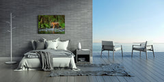 Glass Picture Wall Art - Picture on Glass SART03A Animals Series: Tiger walking in the water