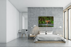 Glass Picture Wall Art - Picture on Glass SART03A Animals Series: Tiger walking in the water