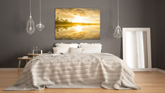 Glass Printed Picture - Wall Picture behind Tempered Glass SART01D Nature Series: Sunrise over the lake
