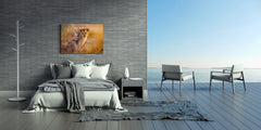 Glass Picture Wall Art - Picture on Glass SART03A Animals Series: Lion cubs playing