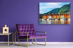 Glass Picture Toughened Wall Art - Wall Art Glass Print Picture SART02 Cities Series: Historical buildings in Bergen, Norway