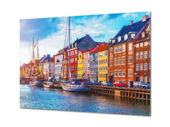 Glass Picture Toughened Wall Art - Wall Art Glass Print Picture SART02 Cities Series: Old Town of Copenhagen