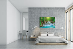 Cuadro de vidrio moderno - Arte mural contemporáneo SART01 Serie Naturaleza: Cascada en Tailandia 3
