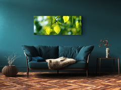 Arte mural con impresión en vidrio: imagen sobre vidrio de 125 x 50 cm (≈ 50” x 20”); Hojas 1