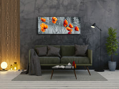 Arte mural con impresión en vidrio: imagen sobre vidrio de 125 x 50 cm (≈ 50” x 20”); Amapolas 3