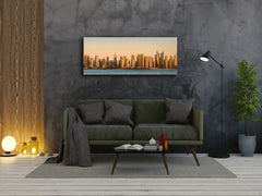 Arte mural con impresión en vidrio: imagen sobre vidrio, 125 x 50 cm (≈ 50” x 20”); Ciudad 8