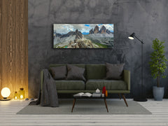 Arte mural con impresión en vidrio: imagen sobre vidrio de 125 x 50 cm (≈ 50” x 20”); Montañas 8