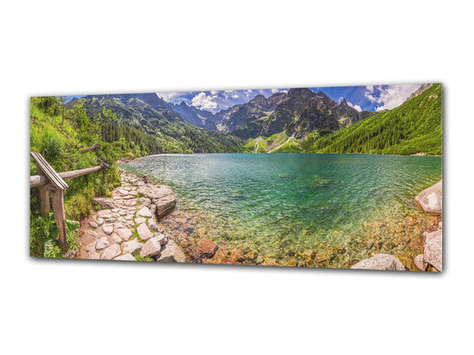 Arte mural con impresión en vidrio: imagen sobre vidrio, 125 x 50 cm (≈ 50” x 20”); Lago 6