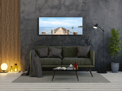 Arte mural con impresión en vidrio: imagen sobre vidrio de 125 x 50 cm (≈ 50” x 20”); Muelle 5