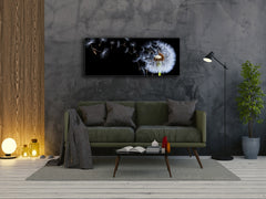 Glasdruck-Wandkunst – Bild auf Glas 125 x 50 cm (≈ 50” x 20”) ; Löwenzahn 5