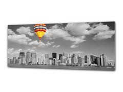 Arte mural con impresión en vidrio: imagen sobre vidrio, 125 x 50 cm (≈ 50” x 20”); Ciudad 39