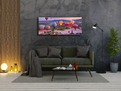 Modern Glass Picture – Available in 5 different sizes – Nature Series 01C: Colorful hot air balloons