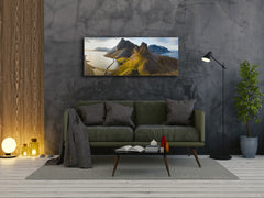 Graphic Art Print on Glass – Available in 5 different sizes – Nature Series 01B: Mountain road in Iceland