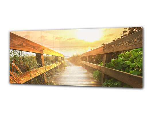 Glasdruck-Wandkunst – Bild auf Glas 125 x 50 cm (≈ 50” x 20”) ; Sonnenuntergang 6
