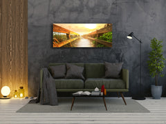 Arte mural con impresión en vidrio: imagen sobre vidrio de 125 x 50 cm (≈ 50” x 20”); Atardecer 6