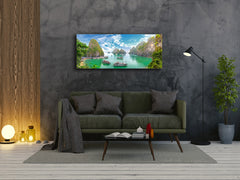 Graphic Art Print on Glass – Available in 5 different sizes – Nature Series 01B: Halong Bay in Vietnam