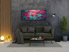 Glass Wall Art - Available in 5 different sizes – Flowers and leaves Series 03: Flowers blooming in the garden