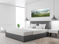 Graphic Art Print on Glass – Available in 5 different sizes – Nature Series 01B: Panoramic foggy landscape