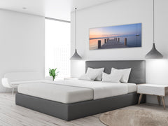 Arte mural con impresión en vidrio: imagen sobre vidrio de 125 x 50 cm (≈ 50” x 20”); Muelle 17