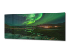 Cuadro de vidrio para pared – Disponible en 5 tamaños diferentes – Serie Naturaleza 01D: Auroras boreales