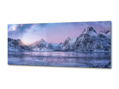 Graphic Art Print on Glass – Available in 5 different sizes – Nature Series 01B: Mountain lake in winter